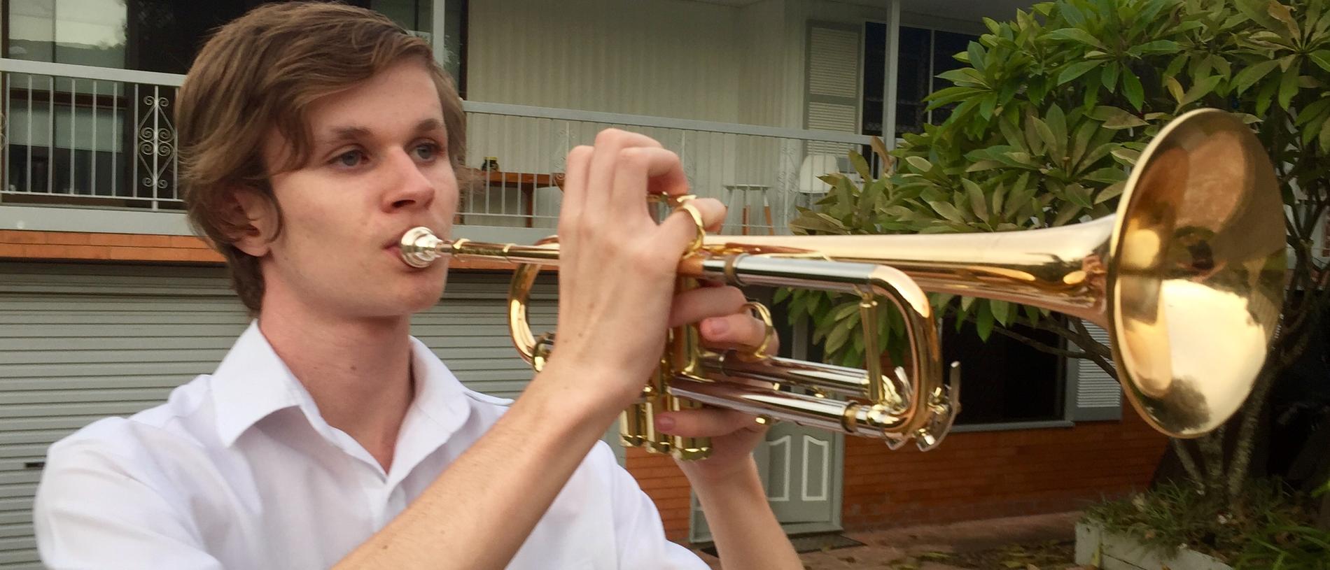 Anzac Driveway performer Matthew from Centenary State High School.