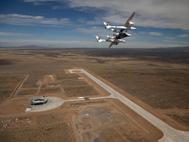 Virgin Galactic’s first flight to Spaceport America in 2010.