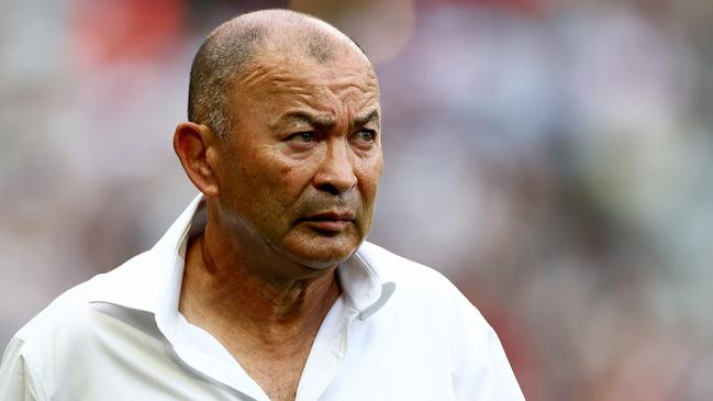 PARIS, FRANCE - SEPTEMBER 09: Eddie Jones, Head Coach of Australia, looks on prior to the Rugby World Cup France 2023 match between Australia and Georgia at Stade de France on September 09, 2023 in Paris, France. (Photo by Chris Hyde/Getty Images)