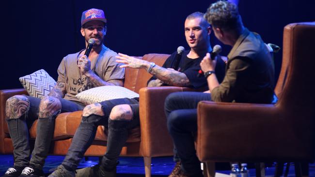 Dane Swan, Dustin Martin and Dave Hughes at their show.