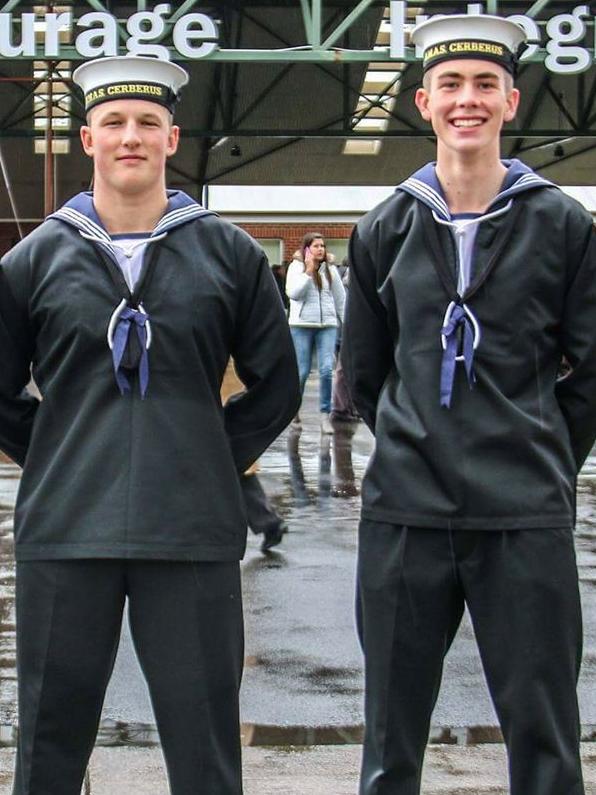 Seaman Jarrad Pluckrose (left) and Seaman Connor Coleman in uniform. Picture: Facebook