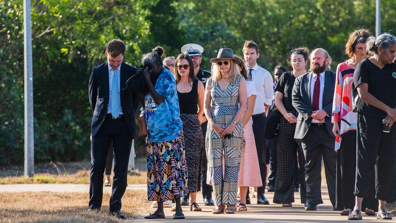 The family of Ngeygo Ragurrk invited the coronial inquest to take part in a ceremony at Mindil Beach, where on December 23 2019 the 40-year-old was killed by her partner Garsek Nawirridj. Picture: Pema Tamang Pakhrin