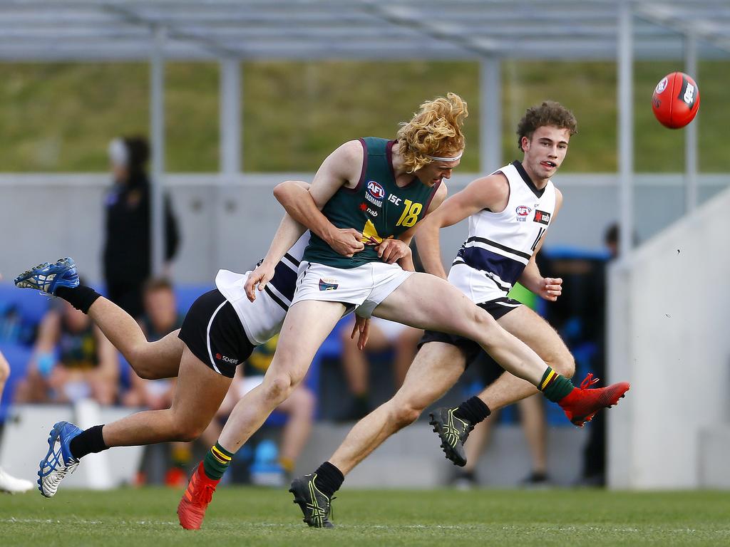 AFL - Tasmania Devils under-18 team in NAB League game against the Northern Knights at Twin Ovals, Kingston. (L-R) Ethan Jackson of Devils. Picture: MATT THOMPSON