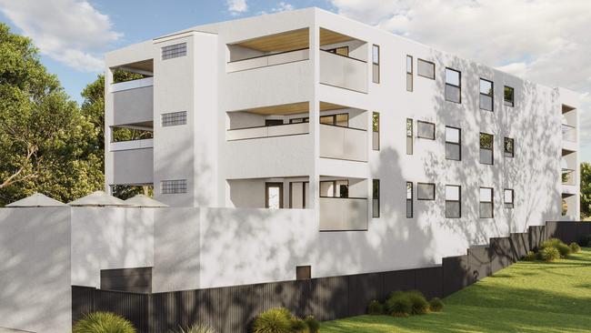 Artist impression of a three-storey apartment building proposed for Welland St, Port Noarlunga.