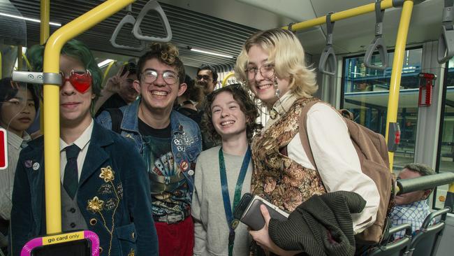 Passengers on the Brisbane Metro 169 bus route between Eight Mile Plains and UQ Picture: NewsWire / Glenn Campbell