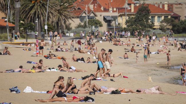 Melbourne’s St Kilda beach on Friday. Picture: Wayne Taylor