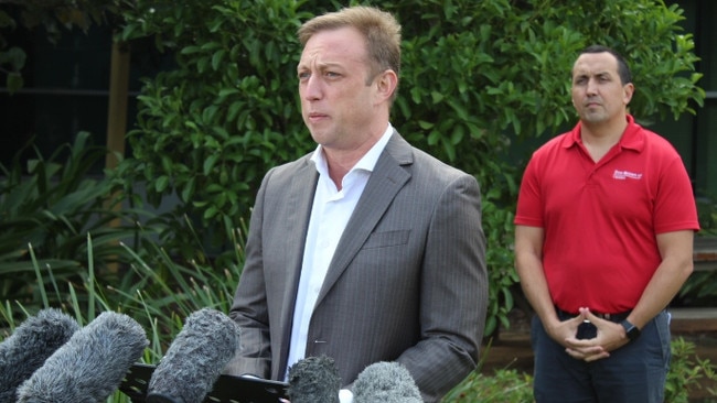 Deputy Premier and Minister for Health Steven Miles and Member for Capalaba Don Brown at Redland Hospital. Picture: Marcel Baum