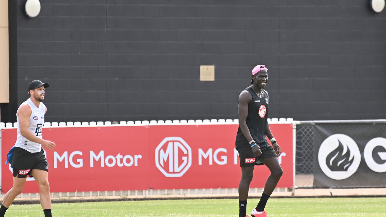 Aliir Aliir at Port Adelaide training. Picture: Keryn Stevens