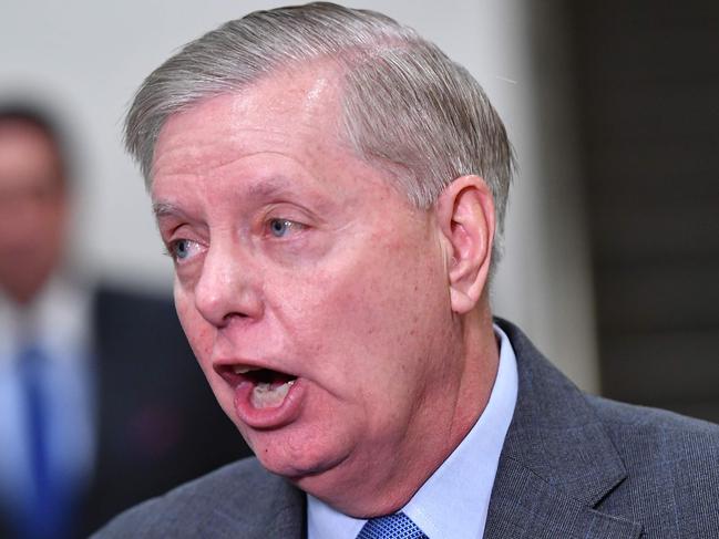 US Senator Lindsey Graham, Republican of South Carolina, speaks to the press during a recess in the impeachment trial. Picture: AFP