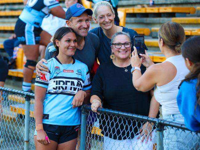 Koolee Harbour celebrates with family after the match. Picture: Adam Wrightson Photography