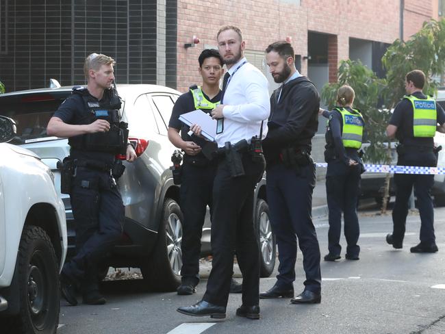 Police at the scene of a possible homicide of a woman in Abbotsford. Thursday, April 6. 2023. Picture: David Crosling