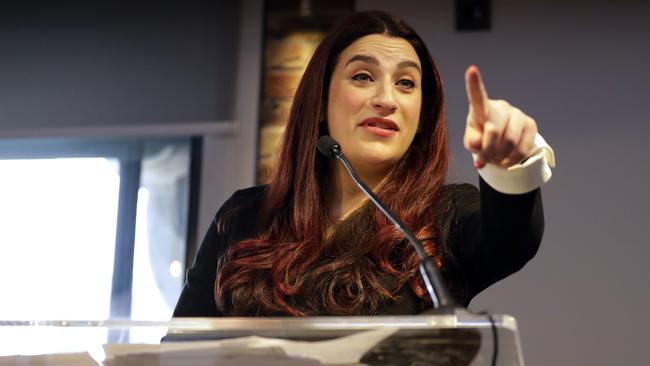 Luciana Berger speaks during a press conference to announce the new political party, The Independent Group, in London, 