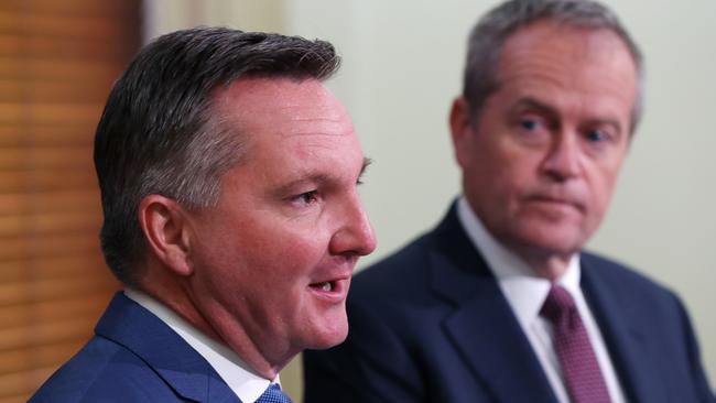 Chris Bowen and Labor leader Bill Shorten. Picture: AAP