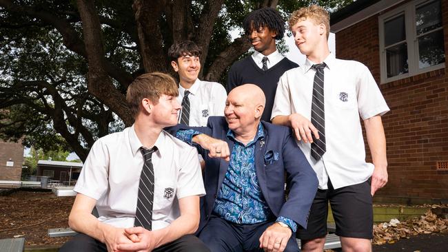 Principals like Ashfield Boys’ High School’s Dwayne Hopwood (centre) have been thrilled to see the impact of mobile phone bans on their students. Picture: Tom Parrish