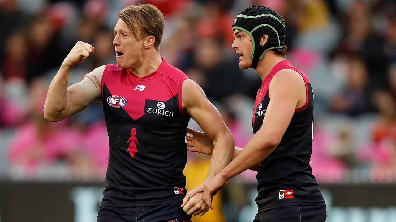 Champion Data’s numbers rate Melbourne as a 95 per cent chance to make the finals, despite losing to Sydney on the weekend. (Photo by Adam Trafford/AFL Media/Getty Images)