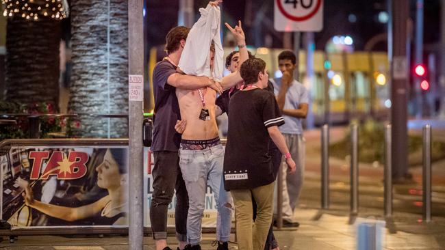 Schoolies flock to Surfers Paradise to celebrate high school graduation. Picture: Jake Nowakowski