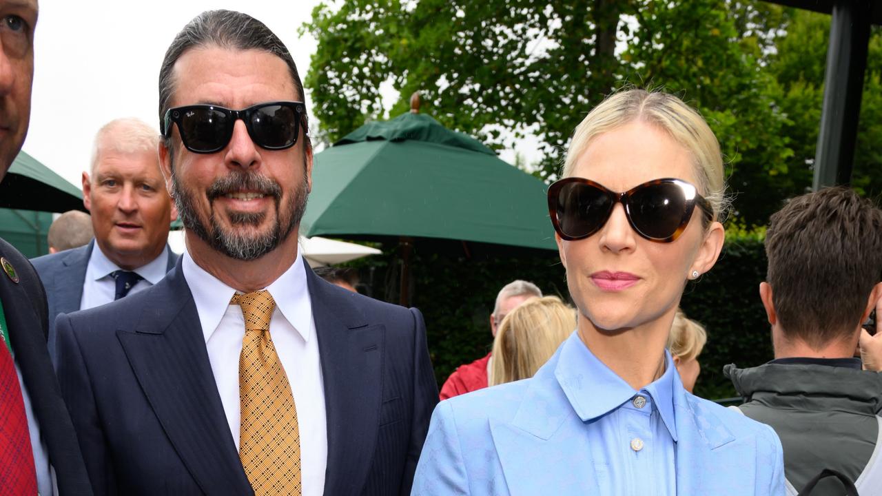 Grohl and his wife Jordyn at Wimbledon in July. Picture: Karwai Tang/WireImage