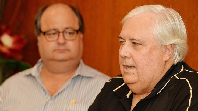 Clive Palmer speaks with the Media at the Ville in Townsville Clive Palmer and QLD Nickel Director Clive Mensink