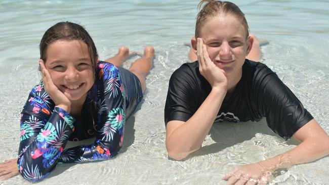 Friends Taliah McLachlan and Max Shanks in the water at Bluewater Lagoon. Picture: File