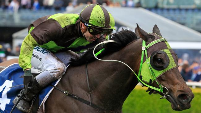 Adam Hyeronimus on Belflyer wins The Kosciuszko at Royal Randwick on October 13, 2018. Belflyer was a subject in a three-leg multi in August 2017 which raised Racing NSW stewards’ suspicions of betting offences allegedly involving the jockey. (Photo by Mark Evans/Getty Images)