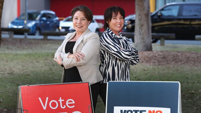 Twins Kathleen and Kerrie Simpson disagreed with one another on how to vote on the Voice. Picture: Glenn Hampson