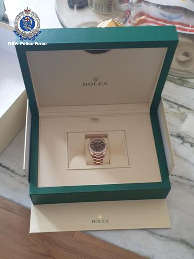 A Rolex watch was among property seized during the raids. Picture: NSW Police F