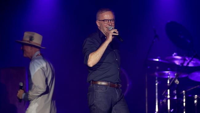 Anthony Albanese and partner Jodie Haydon attended Bluesfest in Byron Bay. Picture: Toby Zerna