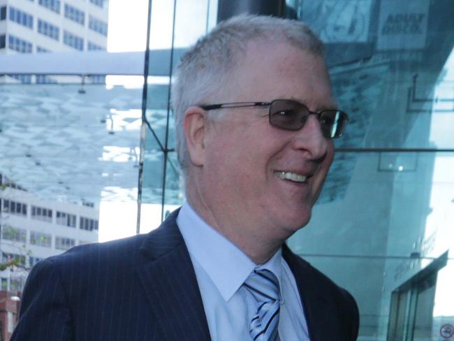 Voluntary administrators Stephen Vaughan (L) and Ian Hall (R) of KPMG arrive at the the second creditors' meeting of BBY held at Sydney Masonic Centre. Pic - Britta Campion