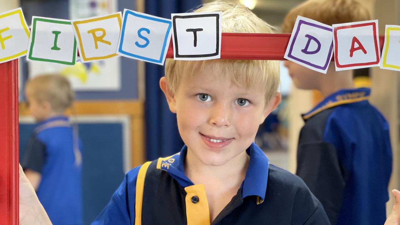 Knox Ison – Gympie South State School prep students on first day, Monday January 22, 2024.