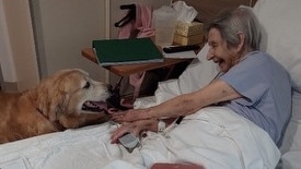 Ruby visiting the nursing home. Pictures supplied by June Deane.