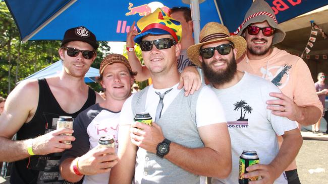 Craig Cameron, Johnny Hoyland, Tim Ashman, Brad Rigby and Lachlan Walker at the Big Pineapple Music Festival in 2014. Picture: Brett Wortman