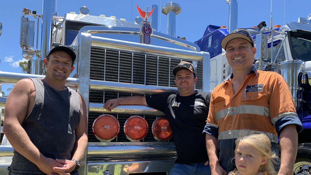 Truck convoy participants Simon McIntyre, Mitch McGuire and Liam Silvester.