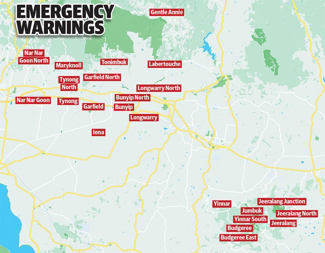 Map emergency warnings graphic victoria