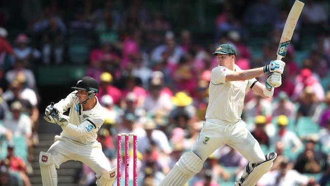 Australia's Steve Smith plays a cut shot during Day 1 of the Sydney Test match between Australia and New Zealand at the SCG. Picture. Phil Hillyard