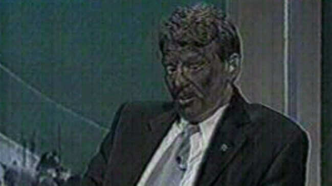 Sam Newman impersonating Nicky Winmar on the Footy Show in black face make-up because he did not show up for the program.