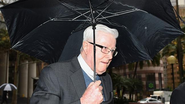 Bishop Geoffrey Robinson arrives to give evidence at the Royal Commission into Institutional Responses to Child Sexual Abuse.