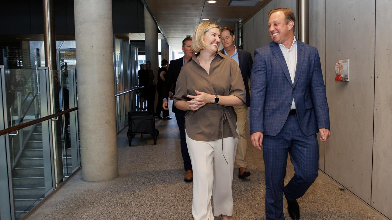 Premier Steven Miles and Health Minister Shannon Fentiman at the Sunshine Coast University Hospital on Monday. Picture Lachie Millard