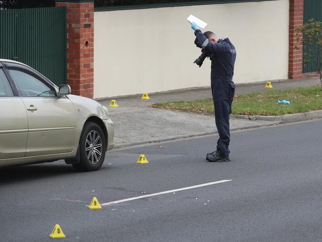 A fight allegedly broke out inside a home and spilt out on to the street. Picture: David Crosling