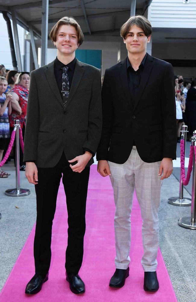 Keenan Sestanouich and Saxon Maidment at Meridan State College formal. Picture: Patrick Woods.