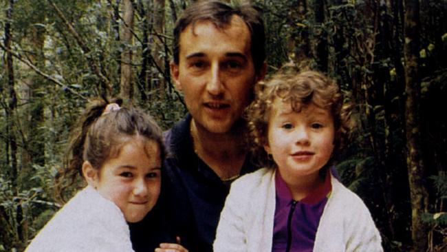 Walter Mikac husband and father of Port Arthur shooting massacre victims. Pictured with daughters Alannah and Madeline three months before they were killed.