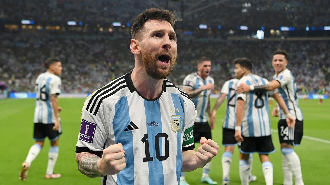 Lionel Messi celebrates scoring. (Photo by Dan Mullan/Getty Images)