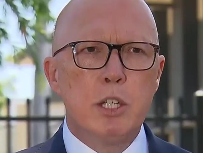 Peter Dutton says the ABC is in “greater trouble” than he thought after a reporter asked him about Australia’s listing ofHezbollah a terrorist organisation. is warning of “tragedy” if something is not done to cool down conversations in Australia about the expandingconflict in the Middle East. The Opposition Leader’s comments come after Hezbollah flags and framed photos of the terrorist group’s slain leader, Hassan Nasrallah, popped up at pro-Palestine rallies in Sydney and Melbourne over the weekend. Picture: Sky News