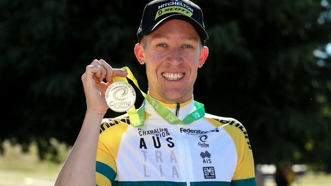 Cameron Meyer, national road race champion. The smile says it all. Picture: Con Chronis.