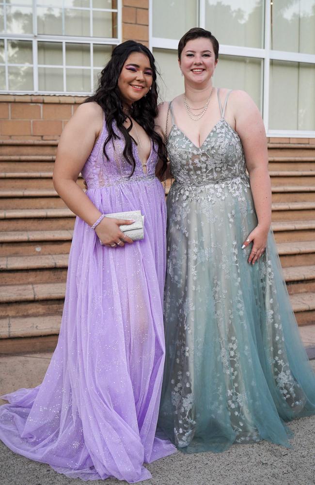 Chloe Hammer and Beth Crompton at the Mackay North State High School formal at Windmill Function Centre, November 19, 2021. Picture: Heidi Petith