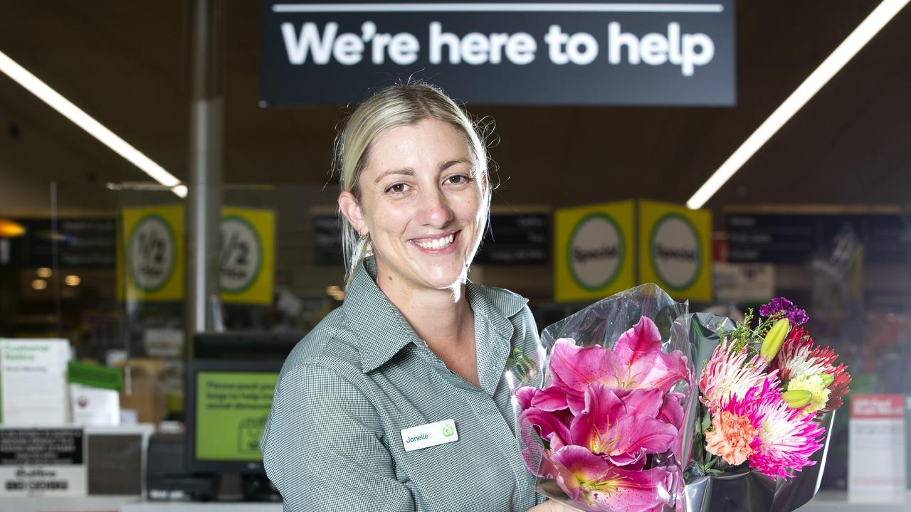 Burpengary Woolworths Fresh manager Janelle Weeks is on the front lines of the COVID-19 pandemic. Picture: Renae Droop/AAP