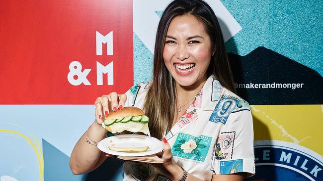 Diana Chan with the Sambal Hae Bee toasty.