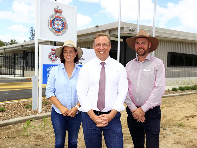 Premier Steven Miles and Health Minister Shannon Fentiman hold a press comference at the North Rockhampton Ambulance station with Brittany Lauga and Craig Marshall. Pics Adam Head