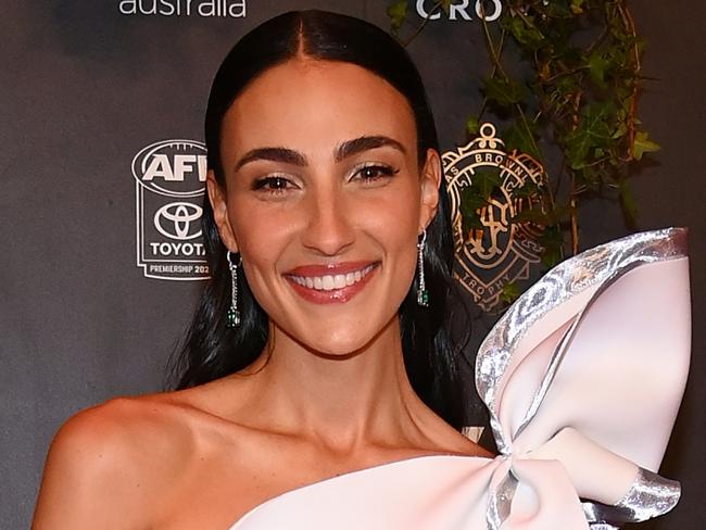 MELBOURNE, AUSTRALIA - SEPTEMBER 18: Tayla Damir, partner of Nathan Broad, attends the 2022 Brownlow Medal at Crown Entertainment Complex on September 18, 2022 in Melbourne, Australia. (Photo by Quinn Rooney/Getty Images)