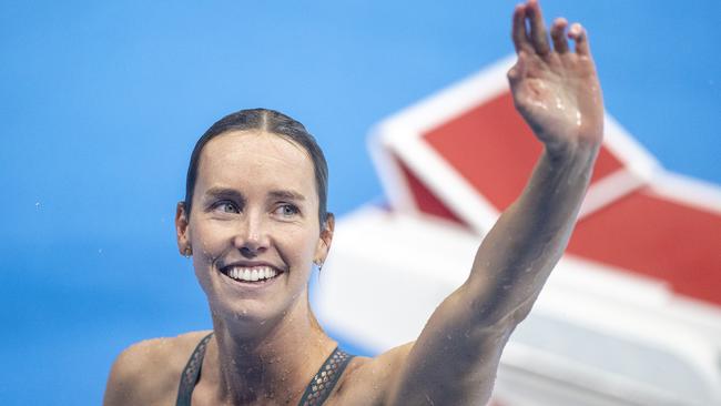 TOKYO, JAPAN - JULY 30:  Emma McKeon of Australia after winning the gold medal in the 100m Freestyle for Women during the Swimming Finals at the Tokyo Aquatic Centre at the Tokyo 2020 Summer Olympic Games on July 30, 2021 in Tokyo, Japan. (Photo by Tim Clayton/Corbis via Getty Images)