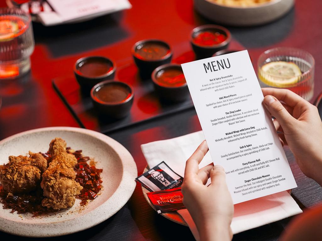 The menu features the hottest sauce ever on a KFC menu. Picture: Supplied